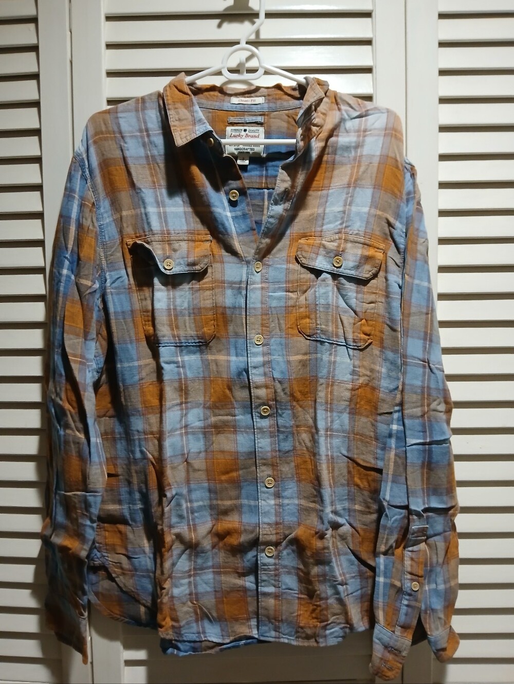 Lucky Legend Ombre Plaid Henley Shirt Menβs Large